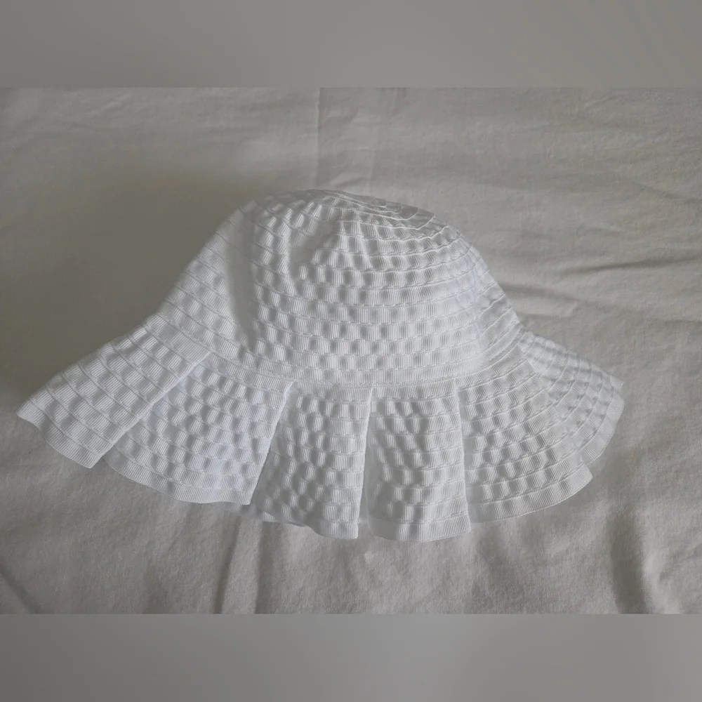Janie and Jack White Textured Sun Hat with Bow